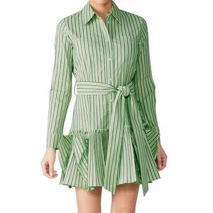 New Green Alexis “Phaedra” Striped Button Up Shirt Dress Sz X-Small